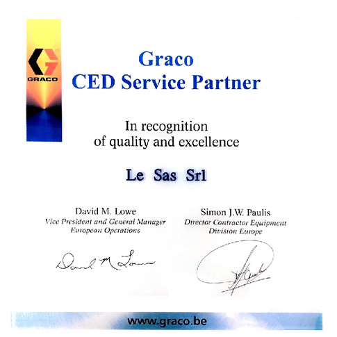 Certificato Graco CED Service Partner